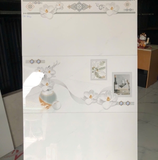 Gạch ốp tường 40x80 màu trắng hoa văn họa tiết đẹp